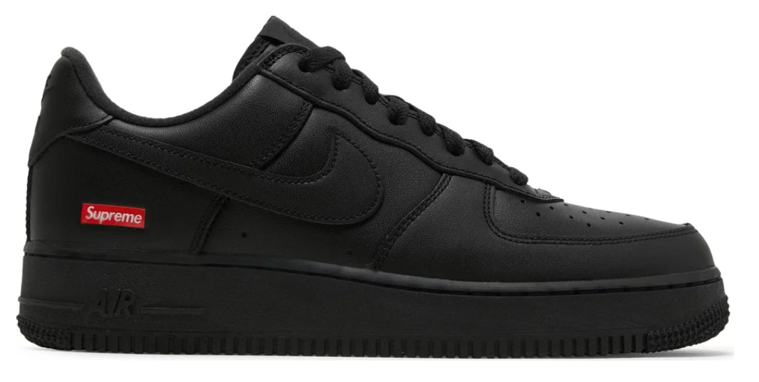 czarne czerwone buty nike air force 1 low supreme black w kolaboracji z supreme