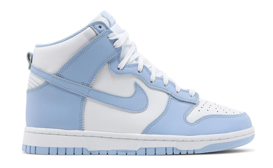 niebieskie białe baby blue wysokie buty nike dunk high aluminium