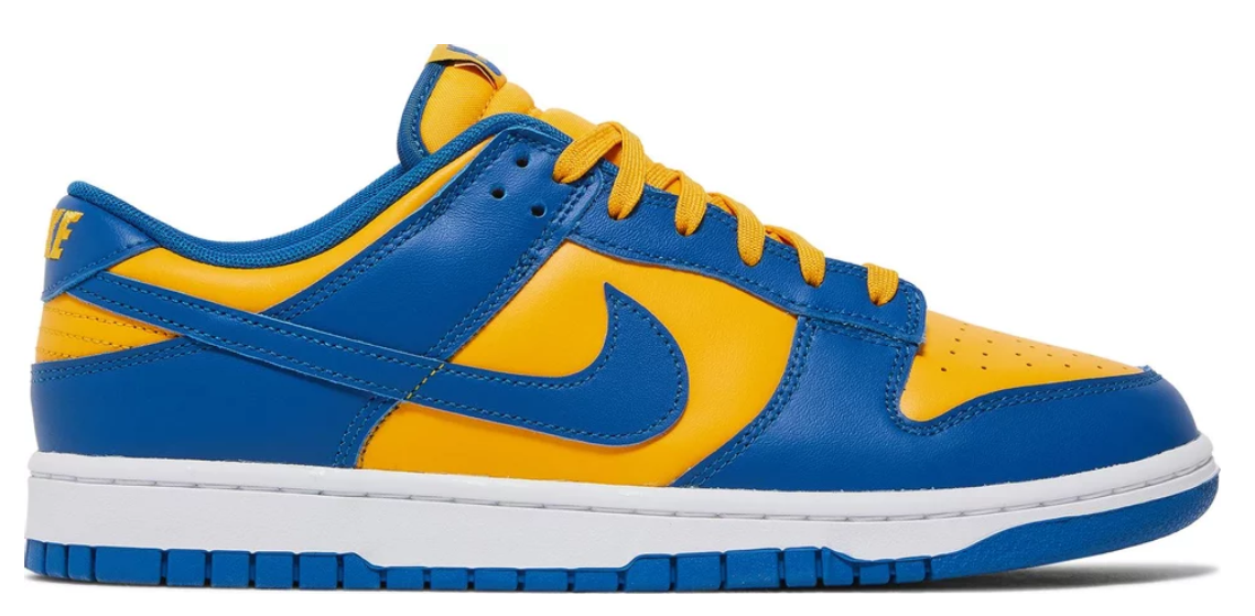 żółte niebieskie niskie buty nike dunk low ucla