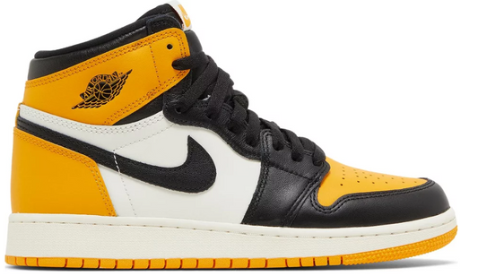 żółte czarne białe wysokie buty air jordan 1 high og taxi