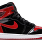 czerwone czarne białe błyszczące wysokie buty air jordan 1 high patent bred
