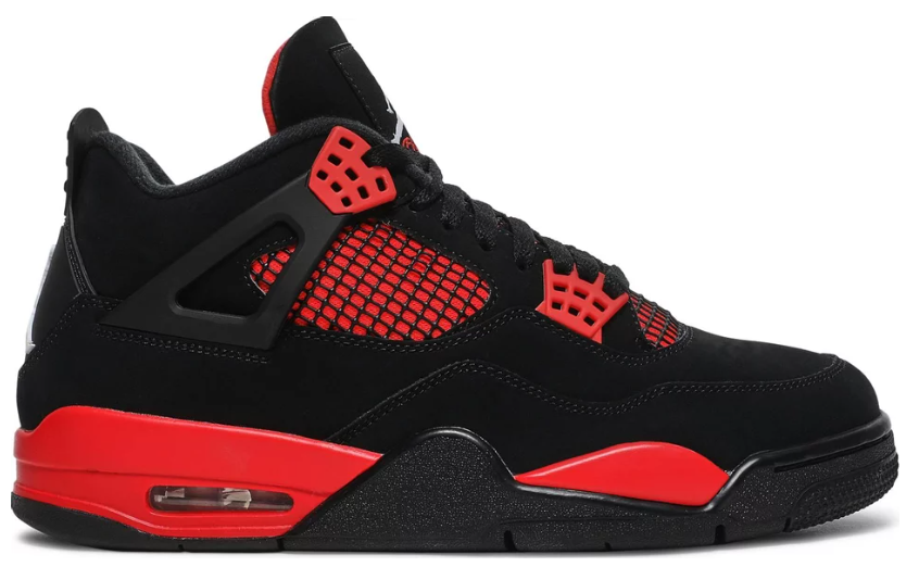 czerwone czarne białe zamszowe buty air jordan 4 red thunder