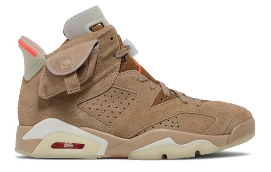 brązowe czerwone kremowe białe buty air jordan 6 x travis scott british khaki w kolaboracji z travis scott