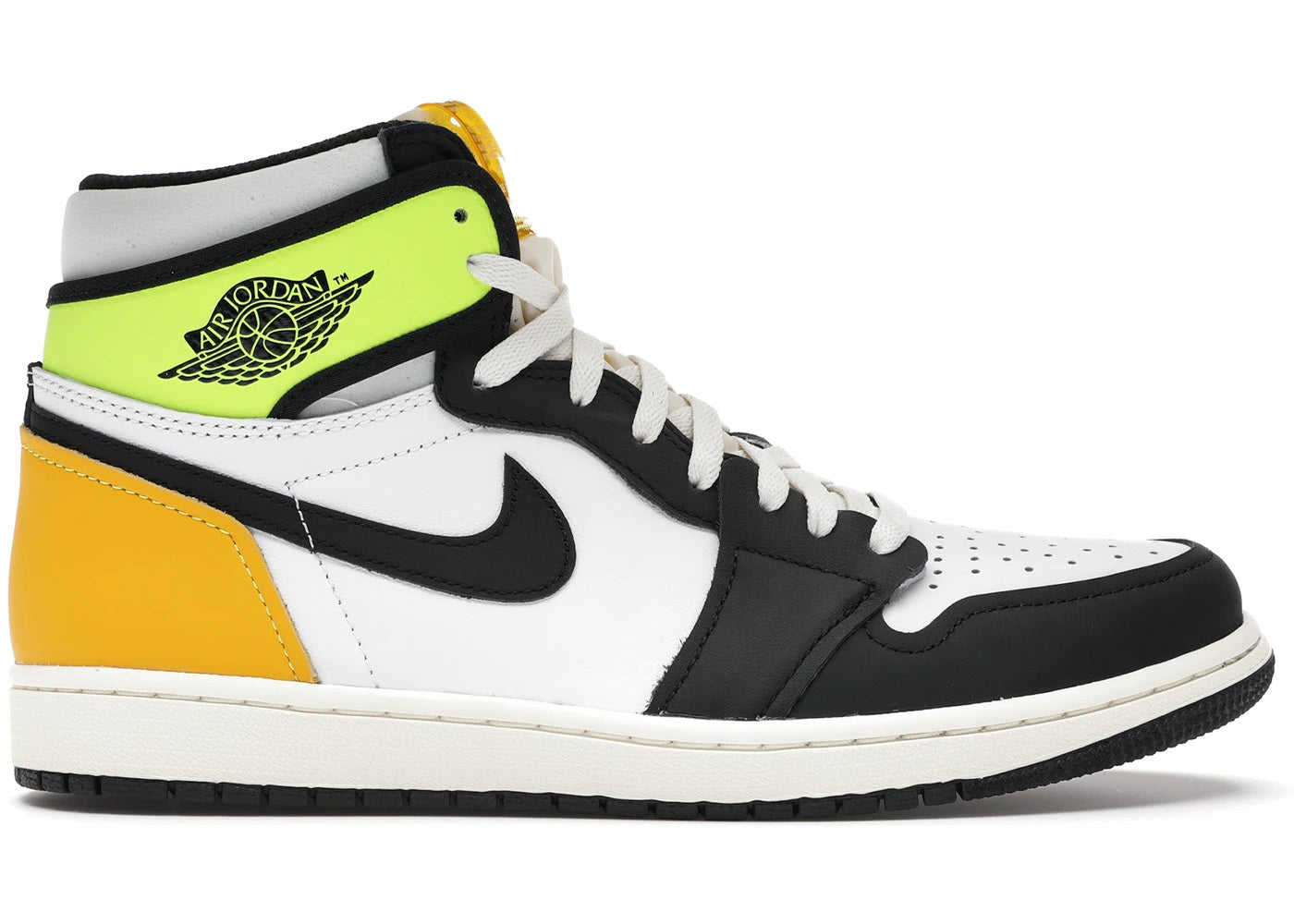 żółte neonowe białe czarne wysokie buty nike air jordan 1 high volt