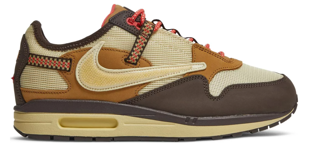 brązowe kremowe beżowe czerwone buty nike air max 1 travis scott baroque brown w kolaboracji z travis scott